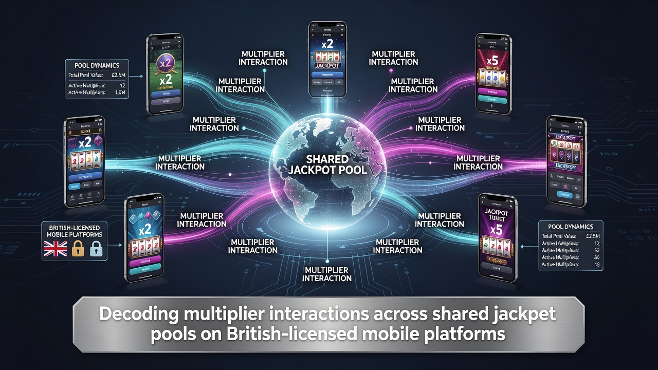 Mobile app screenshot showing real-time jackpot multiplier updates and pool contributions