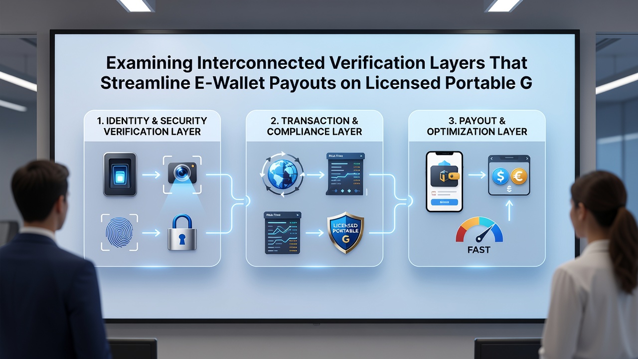 Mobile device displaying e-wallet payout confirmation after layered verification process