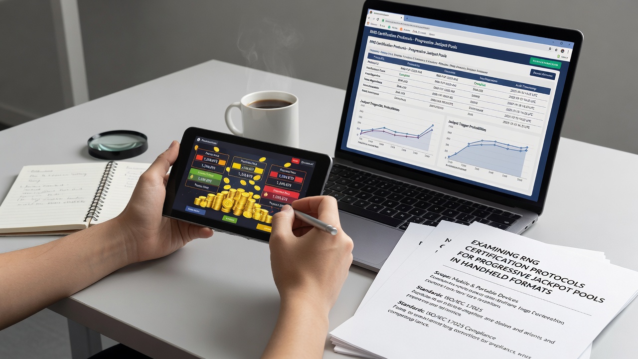 Laboratory equipment running statistical analysis on progressive jackpot RNG outputs