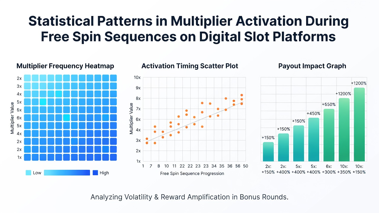 Data visualization showing multiplier activation rates during extended free spin sequences